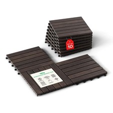 Idzo Interlocking Deck Tiles - 10PCS Dark Brown 12 x 12 x 0.9 inches Waterproof