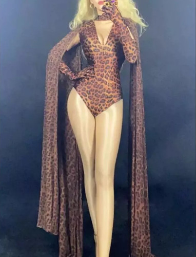 Leopard print sexy bodysuit - print,