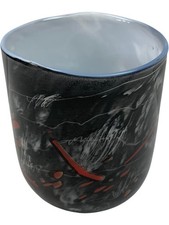 Handblown Black Ceramic Decorative Signed Vase Plant Pot Abstract Gloss