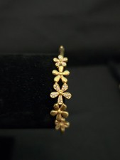 18ct Gold Vermeil Flower Womens Bangle Bracelet Diamonique