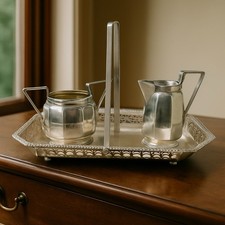 1930s EPNS Silver Plated Set with Tray Art Deco Style Vintage Tea Set