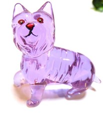 Purple Miniature 2 1/4" Murano Studio Art Glass Yorkie Dog Yorkshire Terrier *j2