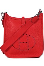 HÉRMES RED EVELYNE 17CM TOGO LEATHER SHOULDER BAG