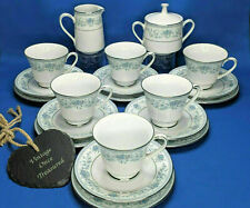 Noritake BLUE HILL 20 Piece Tea / Coffee Set for 6 * Trios, Milk, Sugar #2482