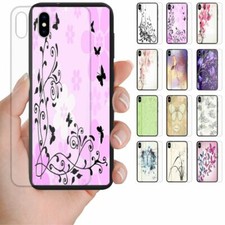 For OPPO Series - Butterfly Print Theme Tempered Glass Back Case Phone Cover #1