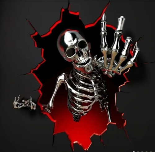 Chrome metal skeleton skull - chrome,