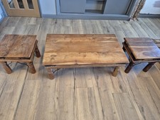 Indian Rosewood (Sheesham) Handmade Coffee Table And Two Matching Side Tables