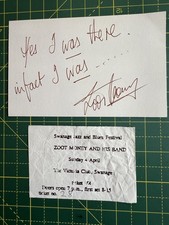 Zoot Money Signed Autograph Postcard and ticket