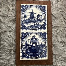 Vintage Delft Ceramic & Wood