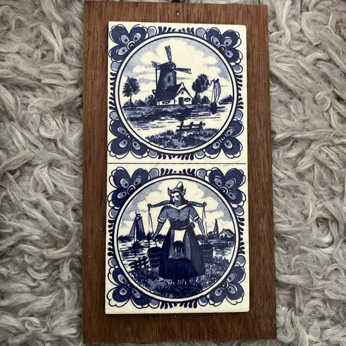 Vintage delft ceramic - &, wood