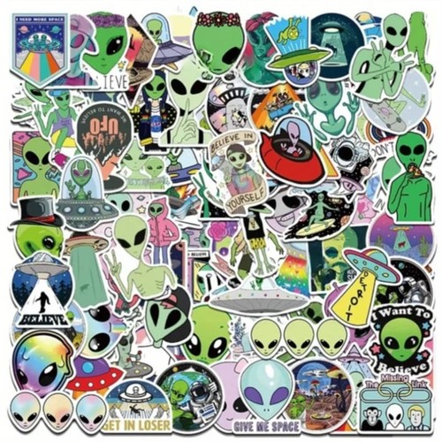 Alien stickers ufo out - alien, ufo,