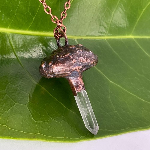 Necklace copper mushroom fungi - necklace,