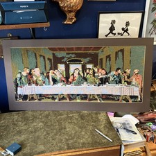 Vintage Completed Tapestry The Last Super 94 X 98 Cm On Plywood 