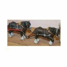 2 shire horses with harness OO Scale Langley F72