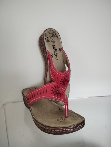 Softlites red low wedge heel - softlites,