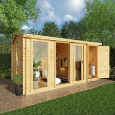 Log cabin with side - x, 3m