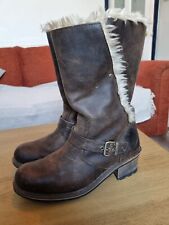 CAT CATERPILLAR Boots Fur Lined Brown Size UK 8 Leather Wide Fit Woman’s