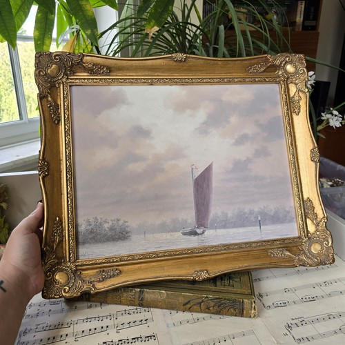 Vintage golden gilt framed - , oil