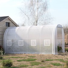 Greenhouse Galvanized Steel Large Walk-in Polytunnel Plant Growing Tent Zip Door