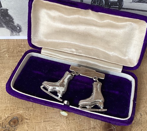 Vintage silver tone ice skates - vintage,