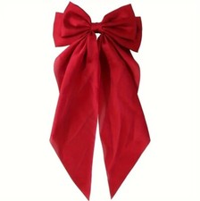 1pc Girls Large Plain Oversized Red Silk Bow Knot Hair Clip School Party Gift