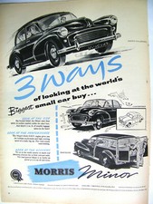 3 Morris Minor print ads 1954