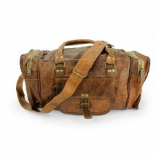 Bag Leather Travel Duffel Gym Genuine Vintage Luggage Weekend Overnight Duffle