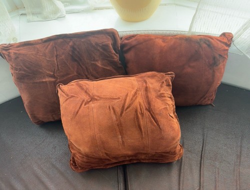 Brown suede leather - 3, cushion