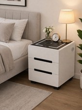 Bedside Table White 3 Drawer