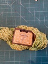 100 g skein Araucania yarn hand dyed cotton yellow/ green 