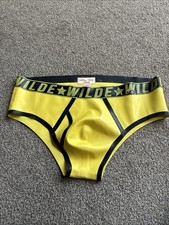 New William wild Of London Men’s fetish Yellow Rubber Briefs Size XL 36”- 40”