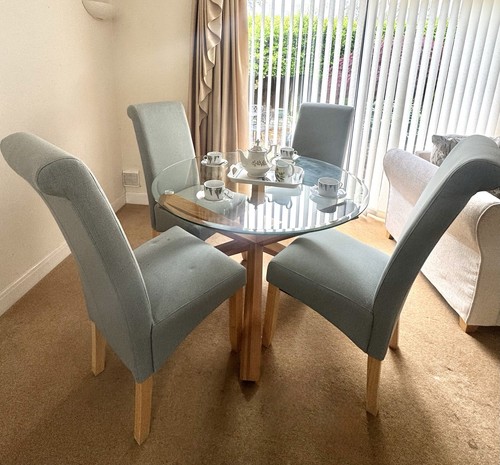 Round glass dining table - glass, 4