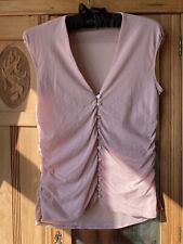 Light Floaty Sheer Mesh Pink/Nude GHARANI STROK Stretchy Button Up Vest Top UK14