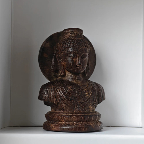 Hand carved wooden buddha - wooden,