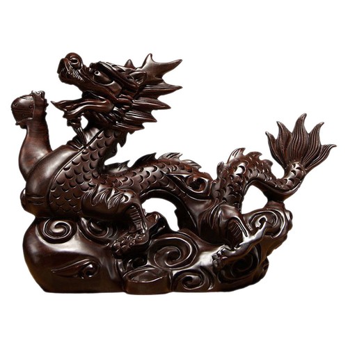 Artistic brown wooden dragon - wooden,