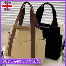 Women's Shopping Tote Bag Canvas Handbag Portable Shoulder Pocket Pouch UK Stock