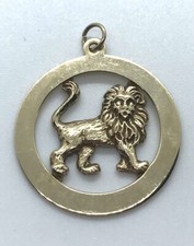 VINTAGE 9ct GOLD LION PENDANT 375 LEO ZODIAC CHARM EXCELLENT CONDITION