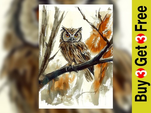 Watchful woodland owl - woodland,