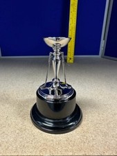 EB141 - 5.25in Hole in One Nickel Plate Golf Clubs & Ball Holder Ornament Trophy