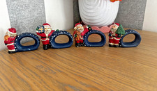 Set of 4 Vintage Ceramic Santa Napkin Holders – Christmas Table Decor