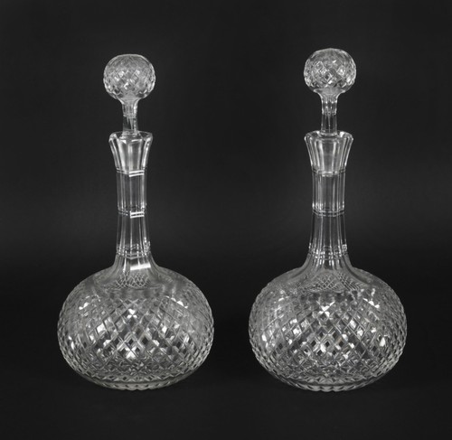 Antique pair etched - pair, glass