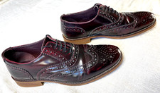 London Brogues Handmade Leather Gatsby Plum Oxblood Brogue Dress Shoes UK size 9