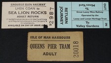 IoM MINIATURE RAILWAY TICKETS – Groudle Glen, Great Laxey Mine, Queens Pier Tram