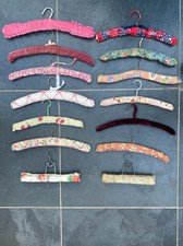 Vintage 14 x adult size padded clothes and skirt hangers 1940's to 80's