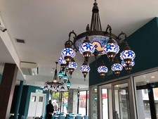Handmade Turkish Mosaic Hanging Chandelier Lamp Hanging Pendant Lighting 