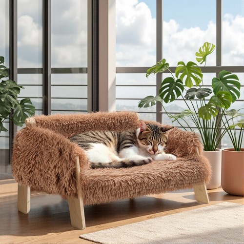 Large cat bed sturdy wooden - large,