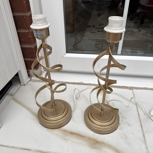 Pair gold table lamps - gold, lamps-