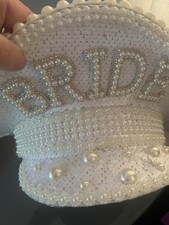 Bride Hat Cap Embellished With Pearls Sequins Hen Night Party Wedding Dance