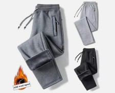 2025 Mens Fleece Lined Pants Winter Thick Trousers Casual Loose Warm Joggers HOT