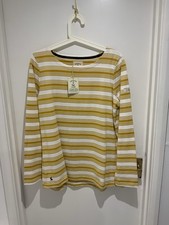 Gold & white Striped Round Neck Cotton Top by Joules, New with tags, Size 14